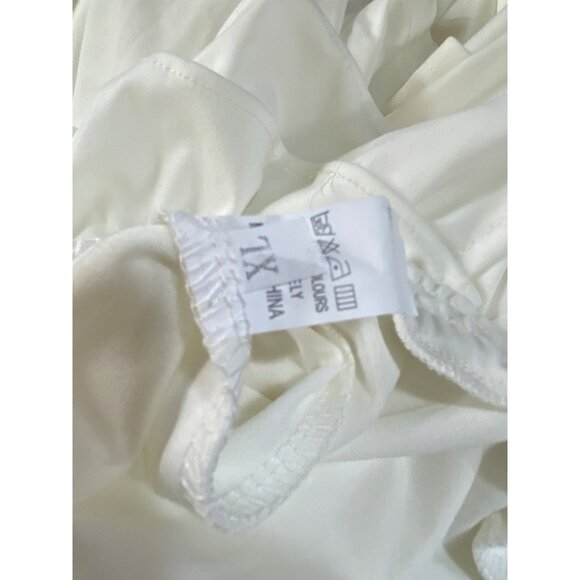 Two-Piece White Long-Sleeve Crop Top & Ruffled Pants Set 1XL Sexy Stretch Cute - Picture 4 of 7